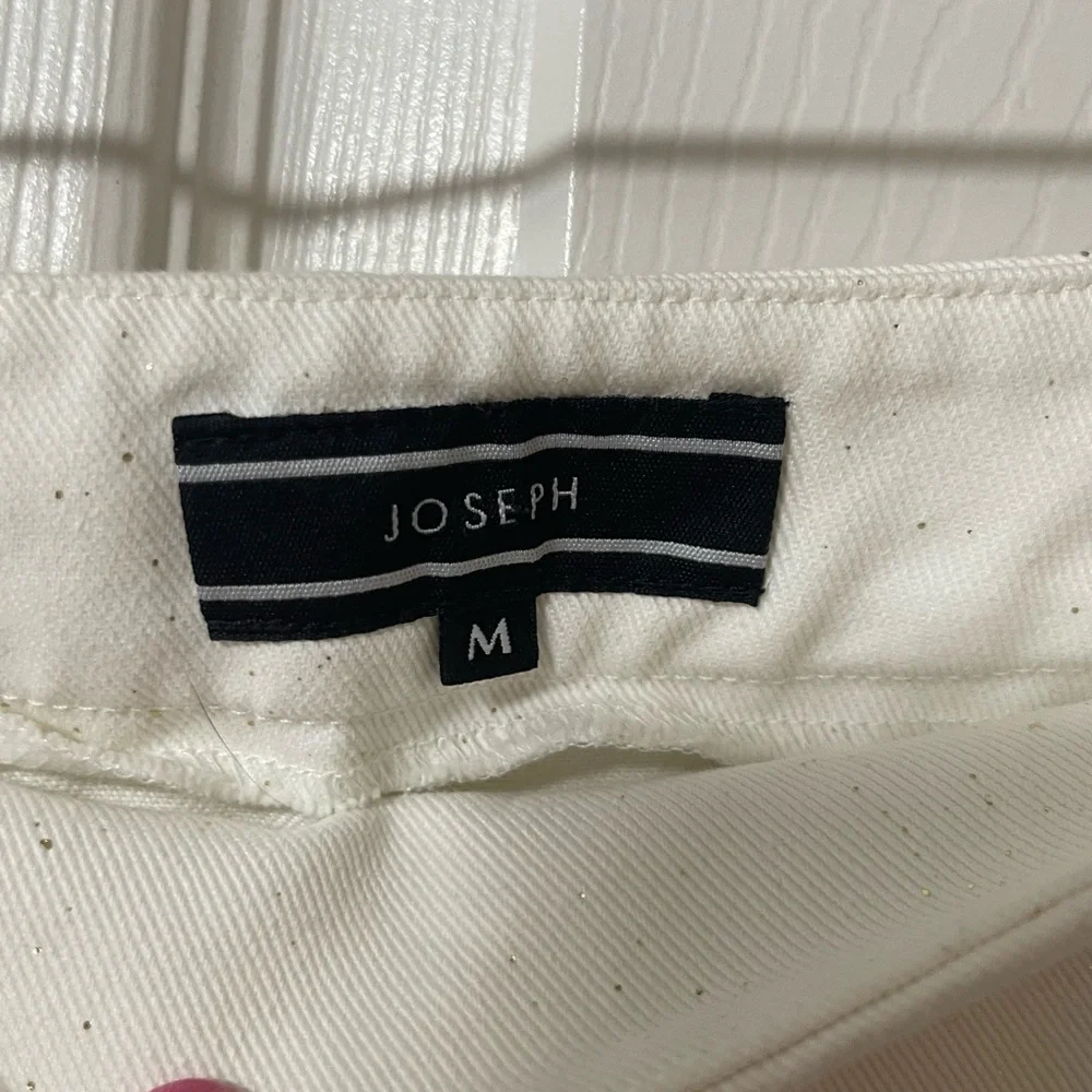 JOSEPH Cream Glittered Cotton Knee Length Skirt Size Medium