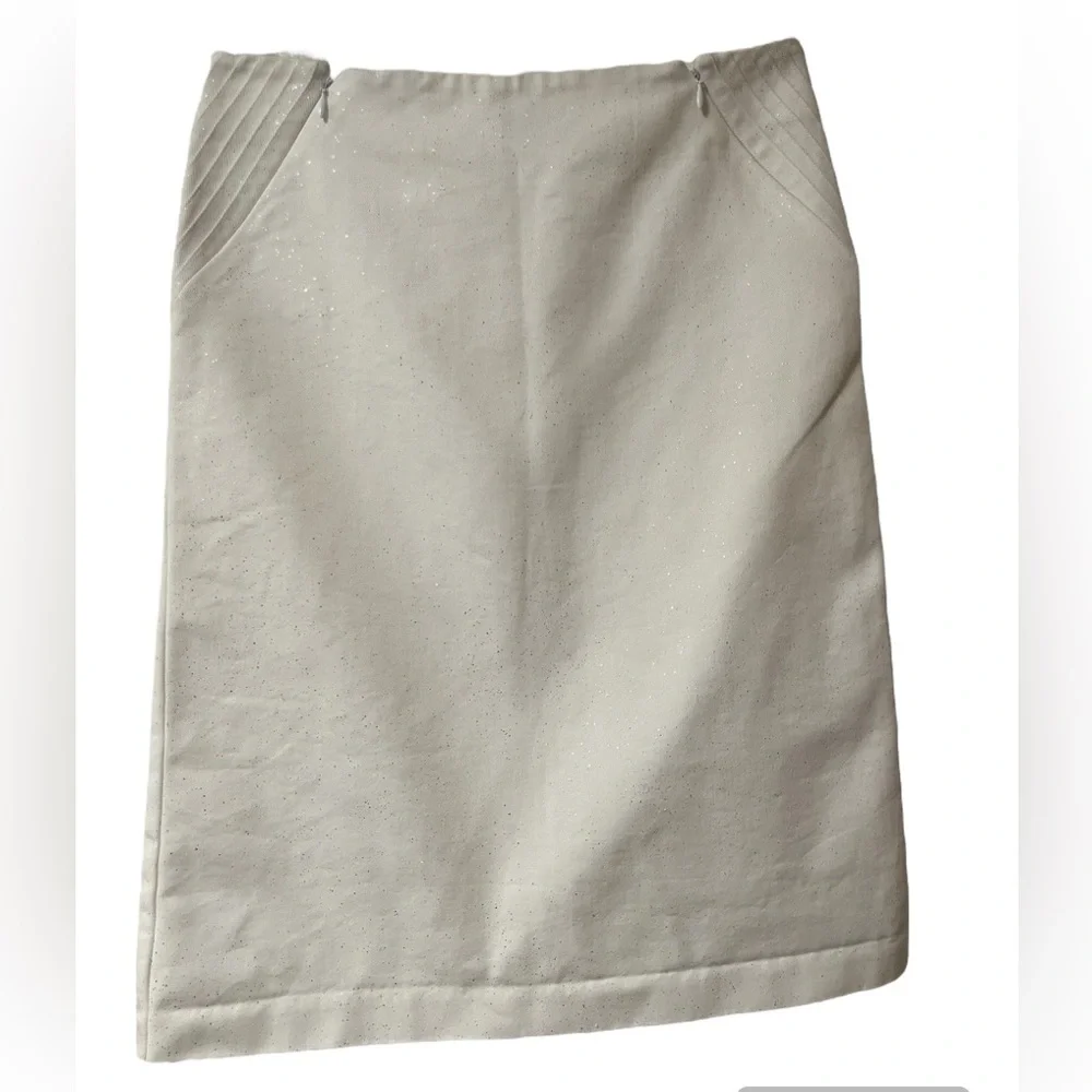 JOSEPH Cream Glittered Cotton Knee Length Skirt Size Medium