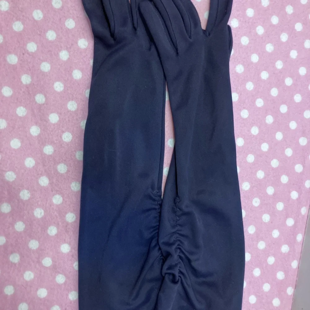 Vintage Ruched Gloves navy blue
